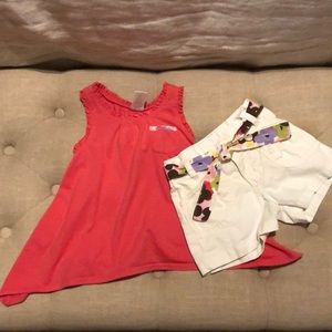 Gymboree Asymmetric tank top and white shorts set